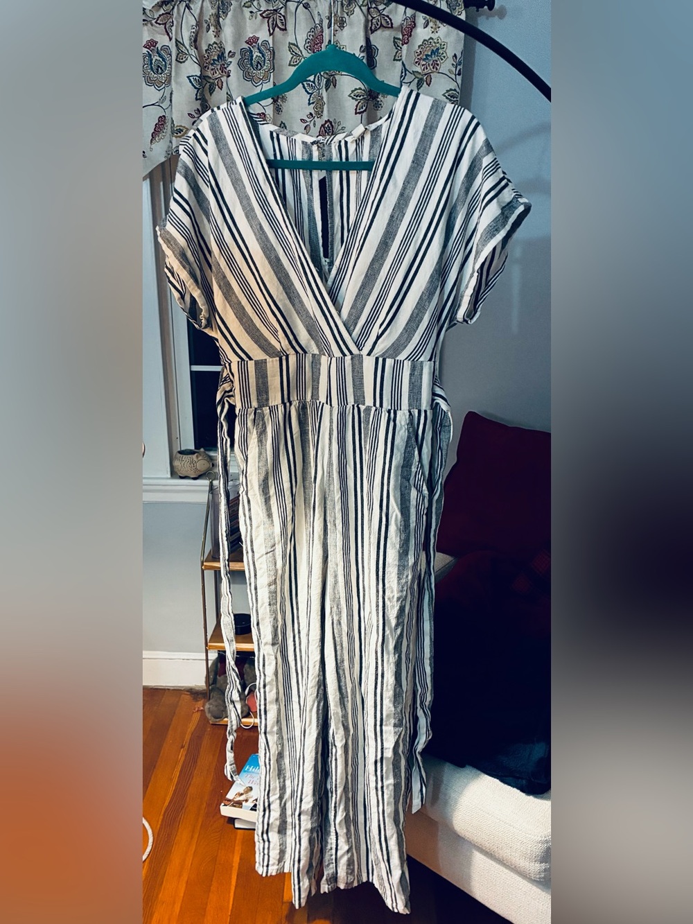 Blue and White Striped Jumpsuit